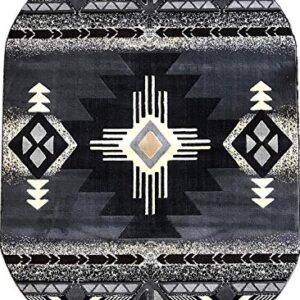 Champion Rugs Southwestern Navajo Aztec Native American Geometric Area Rug Gray (5 Feet X 7 Feet Oval)