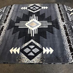 Champion Rugs Southwestern Navajo Aztec Native American Geometric Area Rug Gray (5 Feet X 7 Feet Oval)