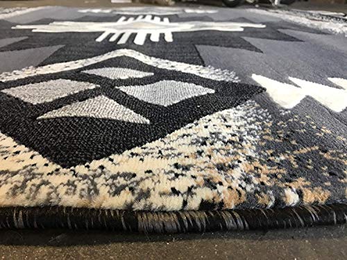 Champion Rugs Southwestern Navajo Aztec Native American Geometric Area Rug Gray (5 Feet X 7 Feet Oval)