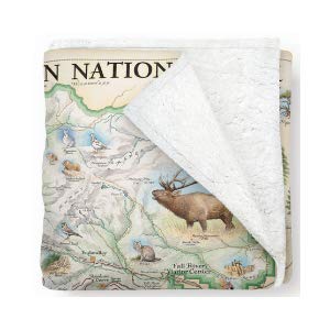 rocky mountain national park map fleece blanket – hand-drawn original art – soft, cozy, and warm throw blanket for couch – unique gift – 58″x 50″