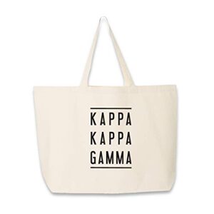 tote bags for kappa kappa gamma – classic sorority name with double lines – large canvas tote bag for women and sisterhood