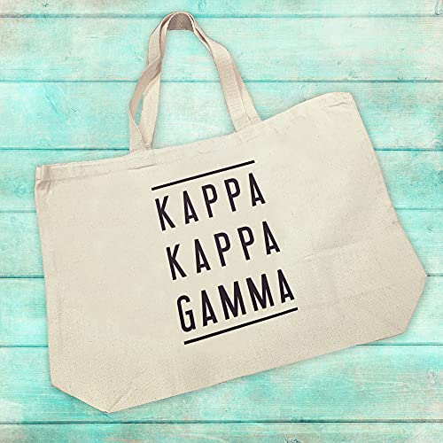 Tote Bags for Kappa Kappa Gamma - Classic Sorority Name with Double Lines - Large Canvas Tote Bag for Women and Sisterhood