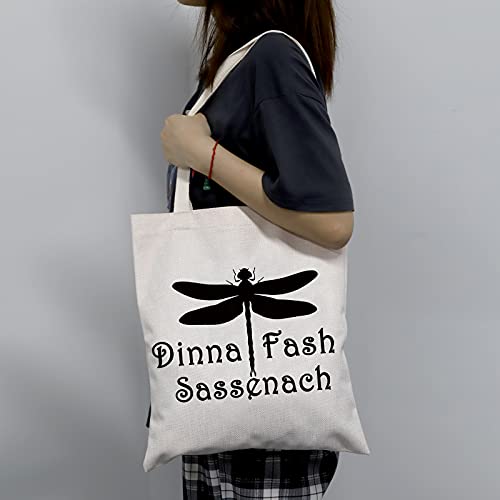 LEVLO Dragonfly Fans Tote Bags Dinna Fash Sassenach Shopping Bags Dragonfly Lover Tote Bags Sister Mother (Dinna Fash Sassenach)