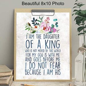 Religious Wall Decor - 8x10 Inspirational Quote - Bible Verse Wall Art - Christian Scripture Print - Wall Decor for Bedroom, Girls Room - Daughter Gifts - Gift for Women