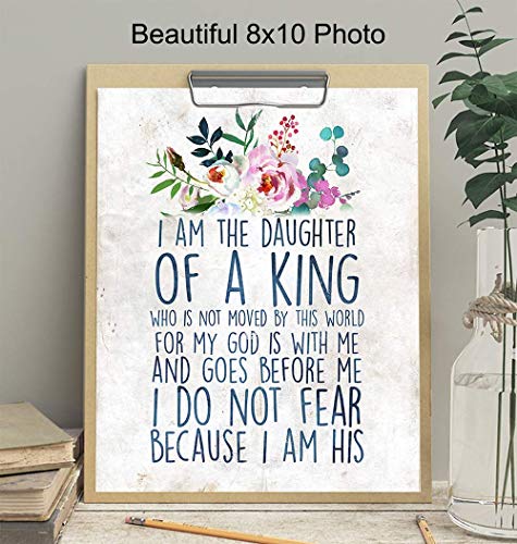 Religious Wall Decor - 8x10 Inspirational Quote - Bible Verse Wall Art - Christian Scripture Print - Wall Decor for Bedroom, Girls Room - Daughter Gifts - Gift for Women