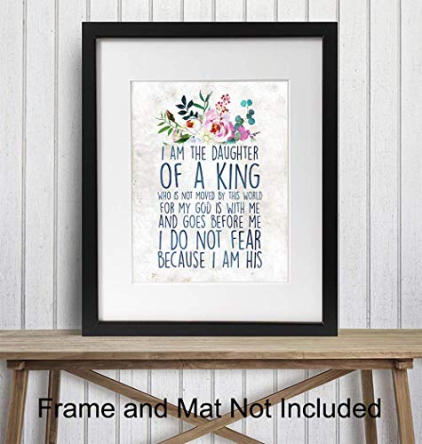 Religious Wall Decor - 8x10 Inspirational Quote - Bible Verse Wall Art - Christian Scripture Print - Wall Decor for Bedroom, Girls Room - Daughter Gifts - Gift for Women