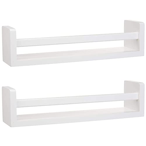 Tesmula gt2-ZJ Set of 2 Nursery Room Wood Floating Wall Shelves Wall Decor, Bookshelf, and Toy Organizer White