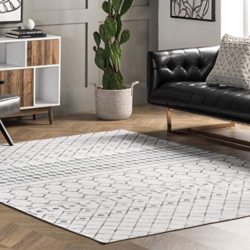 nuLOOM Moroccan Blythe Machine Washable Accent Rug, 2' x 3', Grey 5 x 8 ft