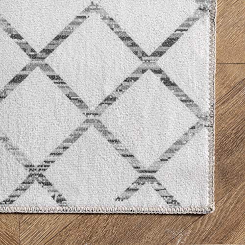 nuLOOM Moroccan Blythe Machine Washable Accent Rug, 2' x 3', Grey 5 x 8 ft