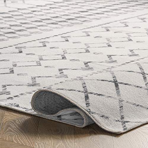 nuLOOM Moroccan Blythe Machine Washable Accent Rug, 2' x 3', Grey 5 x 8 ft