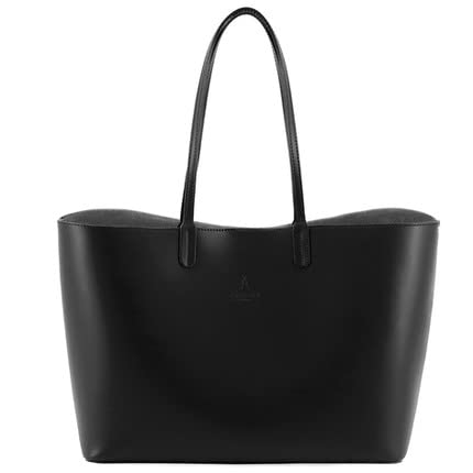 Alinari Firenze Leather Tote Bag for Women – Made in Italy Large Handbag for work, school and travel… (Black)