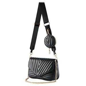 ayliss women multipurpose small/medium crossbody bags shoulder handbag coin purse trendy clutch evening bag pu leather chain (black)