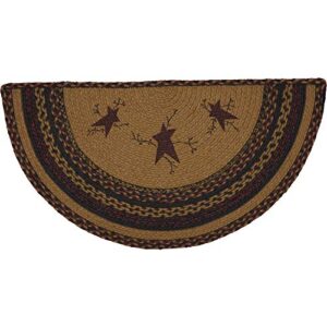 VHC Brands Heritage Farms Star and Pip Jute Half Circle Rug 16.5x33 Country Braided Flooring, Tan