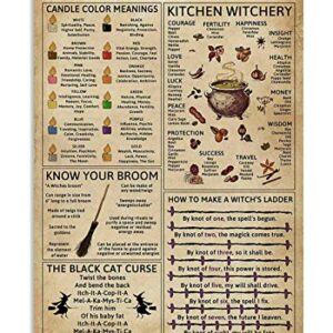 Pozino Tin Sign Witchcraft Knowledge Fun World Education Science Classroom Infographic Tin Sign Great Retro Gifts and Decorative Door Wall School Farm Hospital Metal Sign 8x12