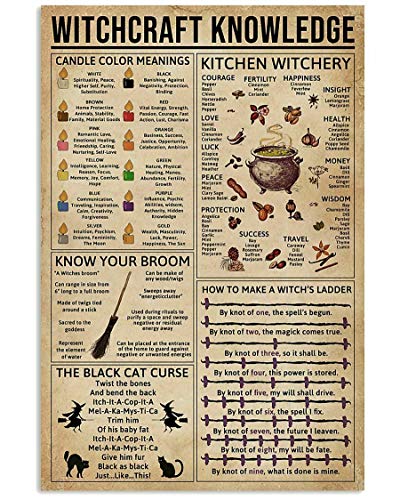 Pozino Tin Sign Witchcraft Knowledge Fun World Education Science Classroom Infographic Tin Sign Great Retro Gifts and Decorative Door Wall School Farm Hospital Metal Sign 8x12