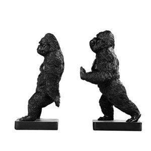 Set of 2 Polyresin Kingkong Bookend,Art bookend, Homedecor for Kids, Birthday Gift (Black)