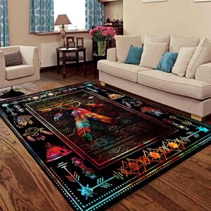 geembi area rug-native feather color feather native american rug thh2589r, 5×8 ft. fluffy carpets for bedroom shaggy floor modern rug home decor mats native room decor