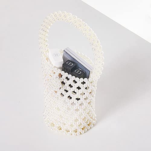 Grandxii Clutch Pearl Handbag for Women Bucket Bags Mini Handmade Evening Paty Wedding