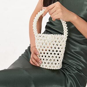 Grandxii Clutch Pearl Handbag for Women Bucket Bags Mini Handmade Evening Paty Wedding