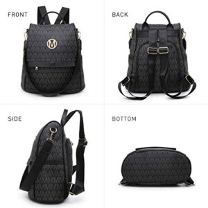 MKP Women Fashion Backpack Handbags Purse Anti-theft Rucksack Designer Travel Bag Ladies Shoulder Bags with Matching Wristlet (Black)