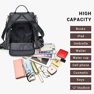 MKP Women Fashion Backpack Handbags Purse Anti-theft Rucksack Designer Travel Bag Ladies Shoulder Bags with Matching Wristlet (Black)