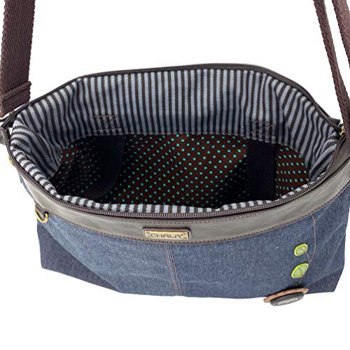 CHALA Denim Convertible Stripe Work Tote in Navy Blue