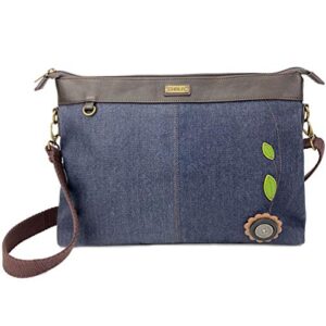 CHALA Denim Convertible Stripe Work Tote in Navy Blue