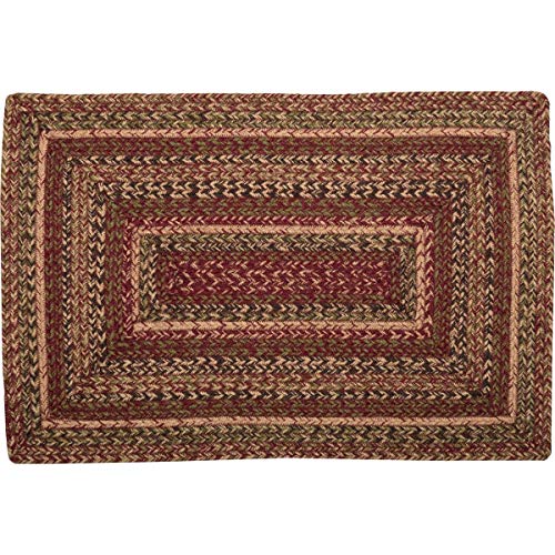 VHC Brands Cider Mill Jute Rectangular Rug 20x30 Country Braided Flooring, Burgundy