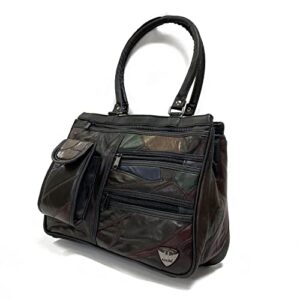 telo tassini women’s black multi-color patchwork lambskin leather shoulder handbag cross-body purse satchel designer ladies tote (color)