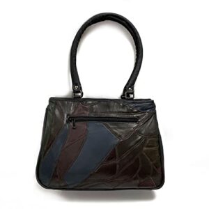 TELO TASSINI Women's Black Multi-color Patchwork Lambskin Leather Shoulder Handbag Cross-Body Purse Satchel Designer Ladies Tote (color)