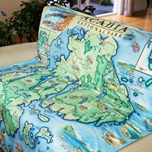 Acadia National Park Map Fleece Blanket - Hand-Drawn Original Art - Soft, Cozy, and Warm Throw Blanket for Couch - Unique Gift - 58"x 50"