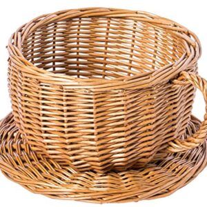 Wicker Saucer Coffee Mug Cup Decorative Gift Basket Desk Organizer