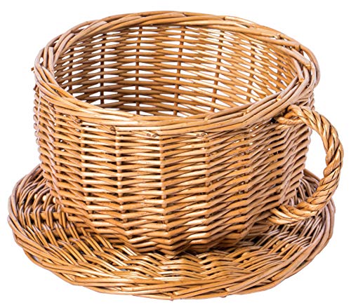 Wicker Saucer Coffee Mug Cup Decorative Gift Basket Desk Organizer