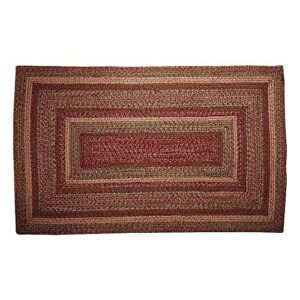 vhc brands cider mill jute rectangular rug 36×60 country braided flooring, burgundy