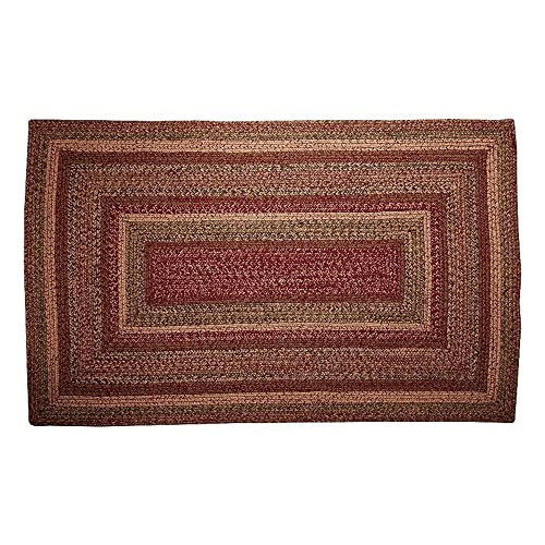 VHC Brands Cider Mill Jute Rectangular Rug 36x60 Country Braided Flooring, Burgundy