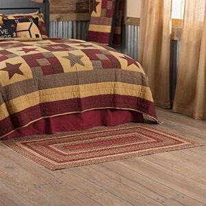 VHC Brands Cider Mill Jute Rectangular Rug 36x60 Country Braided Flooring, Burgundy