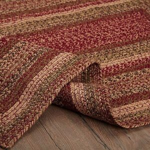 VHC Brands Cider Mill Jute Rectangular Rug 36x60 Country Braided Flooring, Burgundy