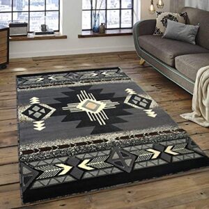 champion rugs southwest navajo aztec native american tribal gray area rug carpet (5 feet 3 inch x 7 feet 5 inch)