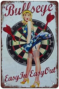 rosefinch stone retro funny metal sign sheet signs tin sign,dart board, pin girl outdoor home wall decoration, size:8 x 12