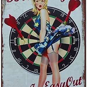 Rosefinch Stone Retro Funny Metal Sign Sheet Signs Tin Sign,Dart board, pin girl outdoor Home Wall Decoration, size:8 x 12