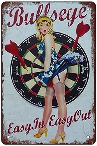 Rosefinch Stone Retro Funny Metal Sign Sheet Signs Tin Sign,Dart board, pin girl outdoor Home Wall Decoration, size:8 x 12