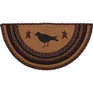 vhc brands heritage farms crow half circle jute rug 16.5×33 country braided flooring, tan