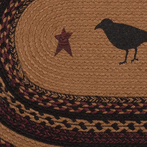 VHC Brands Heritage Farms Crow Half Circle Jute Rug 16.5x33 Country Braided Flooring, Tan