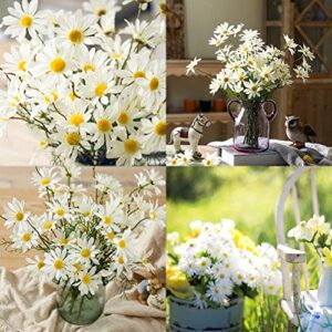 AmyHomie Artificial Flowers,10 pcs Silk Daisy, Artificial Gerber Daisy for Home Decoration, Fake Wildflowers Spring Flowers for Wedding Decoration(Milk White)