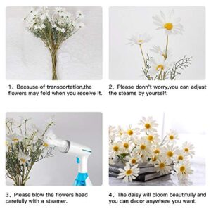 AmyHomie Artificial Flowers,10 pcs Silk Daisy, Artificial Gerber Daisy for Home Decoration, Fake Wildflowers Spring Flowers for Wedding Decoration(Milk White)