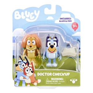 Bluey and Indy Doctors 2 Figure Playset Pack Articulated 2.5 Inch Action Figures Includes Nurses Hat Official Collectable Toy