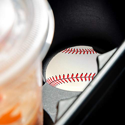 Baseball Car Coasters for drinks - Set of 2 | Perfect Car Accessories with absorbent coasters. Car Coaster measures 2.56 inches with rubber backing.