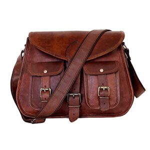 Ruzioon Goat Leather Crossbody Purse Women Shoulder Bag Satchel Ladies Travel Purse Genuine Leather (brown 2) (vintage tan brown)