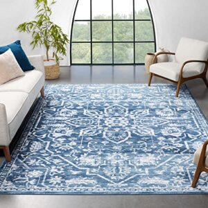 well woven della light blue vintage medallion pattern area rug (7’10” x 9’10”)