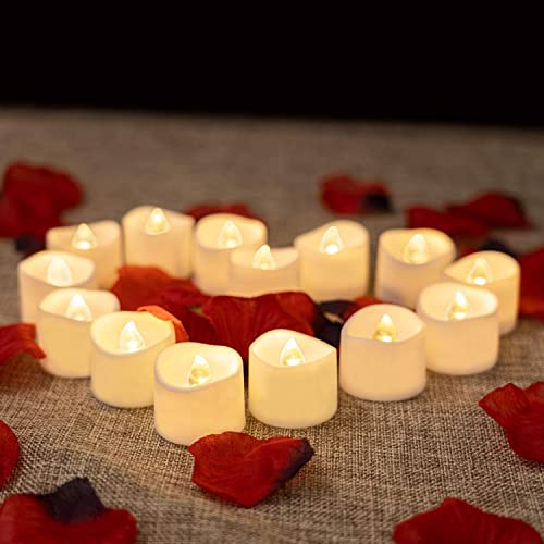 Homemory Candles & Rose Kit, 12pcs Tea Lights Candles with 100pcs Artificial Rose Petals, Valentine Candles, Ideal for Valentine's Day, Romantic Propose, Anniversary, and Wedding Decoration